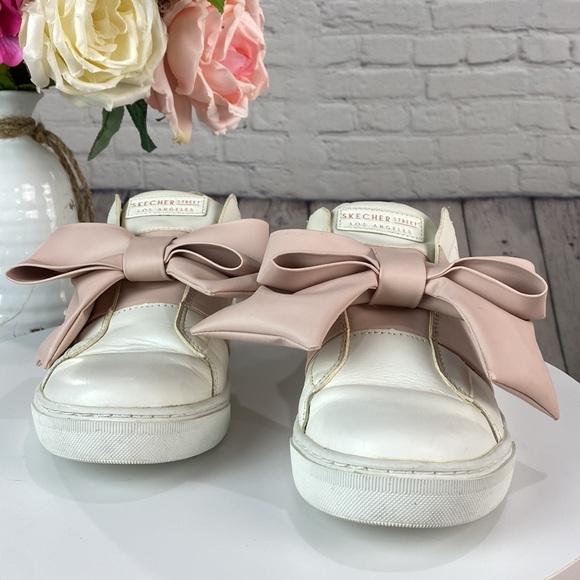 SKETCHERS STREET LOS ANGLES RISE FIT TECHNOLOGY White Soft Pink Leather Sneakers - Picture 3 of 17